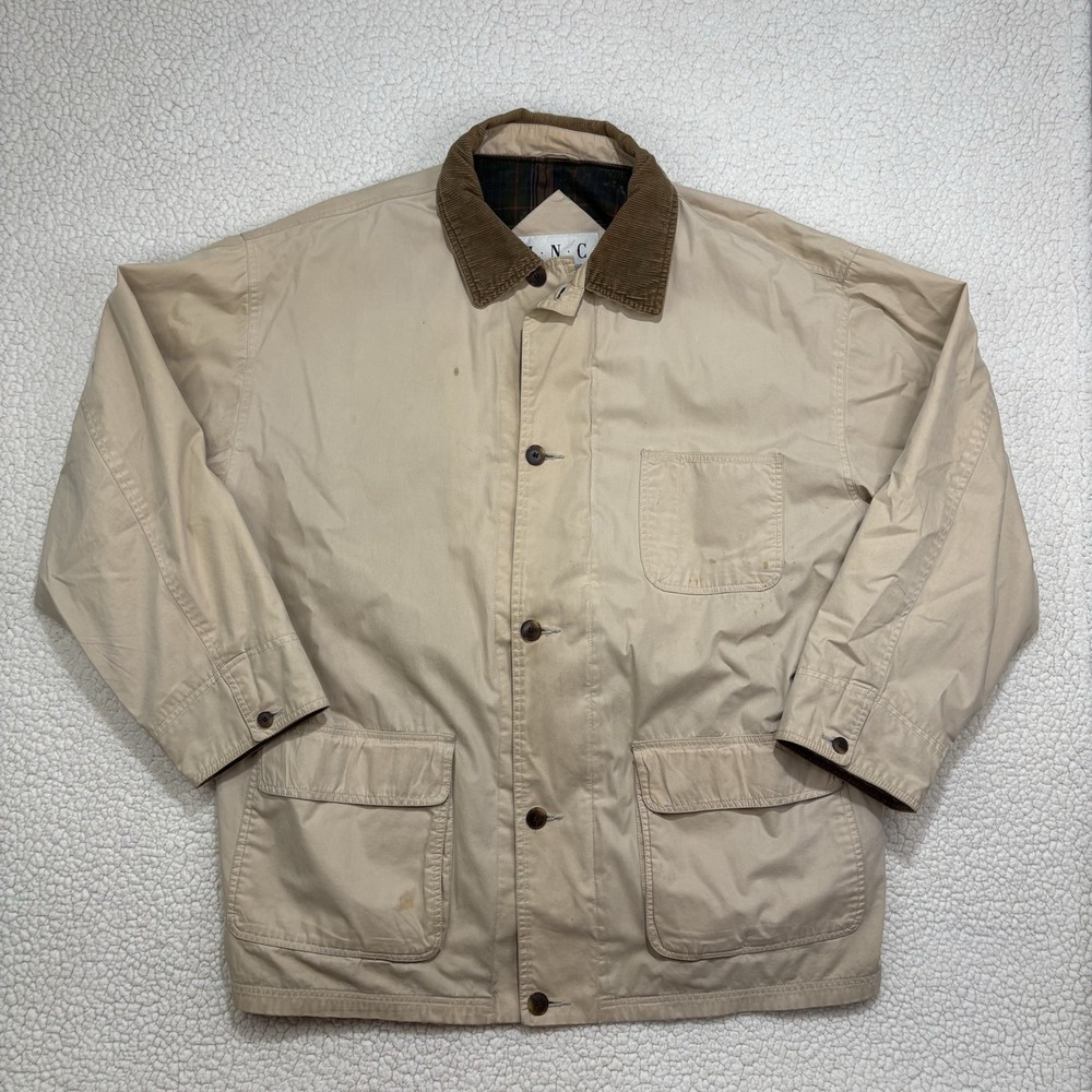 Vtg 90s INC Men's XL Khaki Tan Corduroy Collar Barn Chore Field Coat Jacket